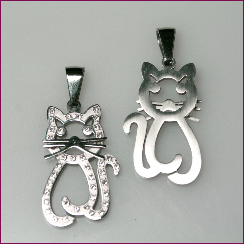 Edelstahl Anhänger mit Katzenmotiv