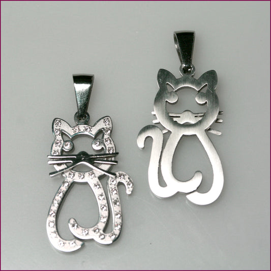 Edelstahl Anhänger mit Katzenmotiv