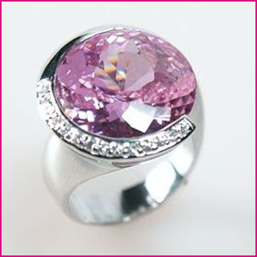 925 Silber Ring mit rosa Zirkonia
